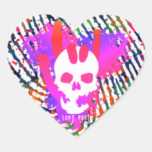 Sticker Cœur Aimez-Vous L'Origine Signe À Main Crâne Splat Colo