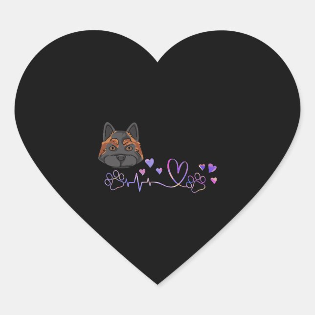 Sticker Cœur Akita Heartbeat (Devant)