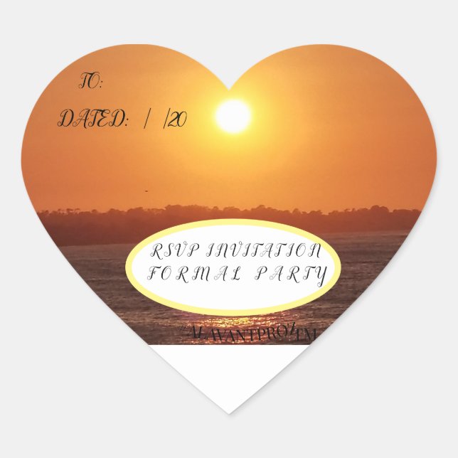 Sticker Cœur #ALAVANT Productions Sunset Ocean Invitations (Devant)