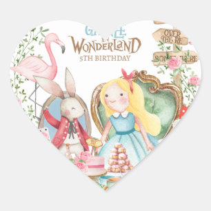 Sticker Cœur Alice Aventures dans Woderland Anniversaire Tea Pa