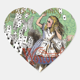 Sticker Cœur alice cartes d'aventure merveilleux chapeau lapin