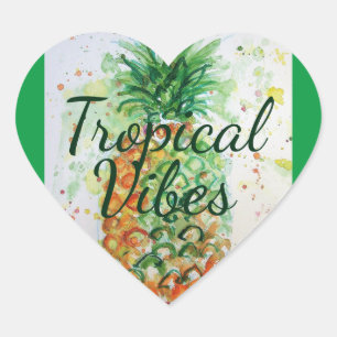 Sticker Cœur Alimentation en ananas Vibes tropicales Vibes oran