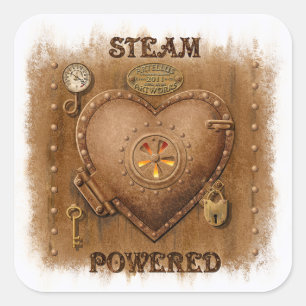 Sticker Coeur alimenté à la vapeur Steampunk