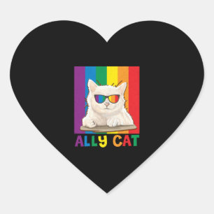 Sticker Cœur Ally Cat Lgbt Gay Rainbow Pride Drapeau Garçons Ho