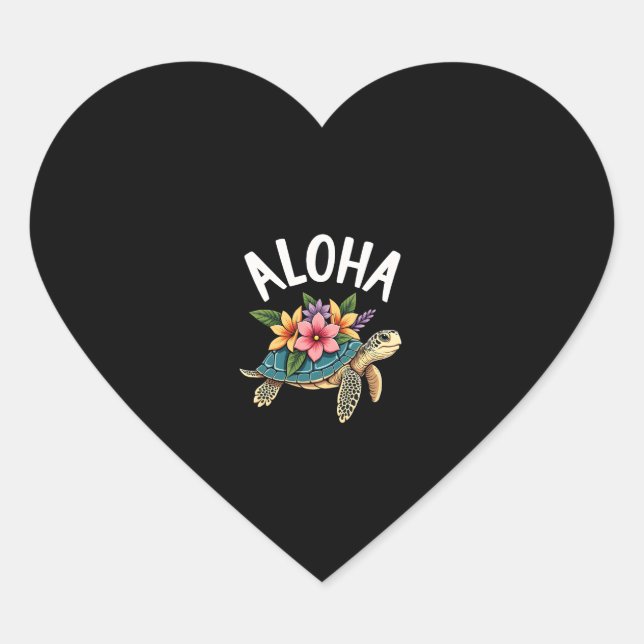 Sticker Cœur Aloha Hawaii Hawaiian-Shirt Turtle Hibiscus Kids G (Devant)