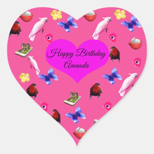 Sticker Cœur Amanda Logo De Joyeux Anniversaire Avec Des Zazzle Ca