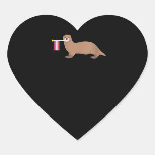 Sticker Cœur Amateurs de Otter Otter Lesbian Flag migre Arc-e