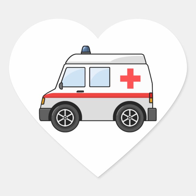 Sticker Cœur Ambulance de dessin en rouge et blanc (Devant)