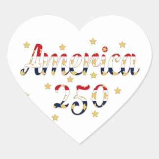 Sticker Cœur America 250 red white blue gold 