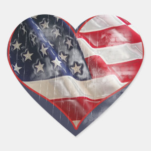 Sticker Coeur American Flag, Stars et Stripes