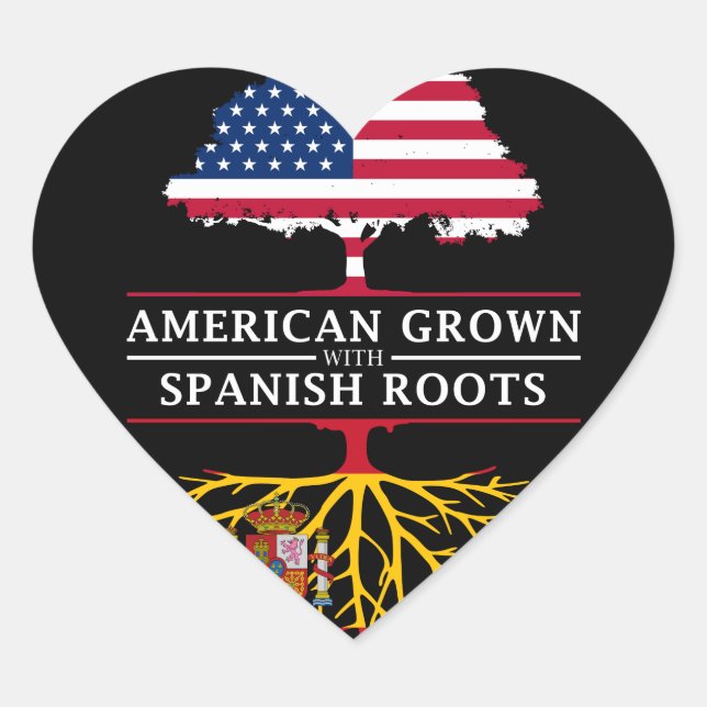Sticker Cœur American Grosse avec des racines espagnoles Espagn (Devant)