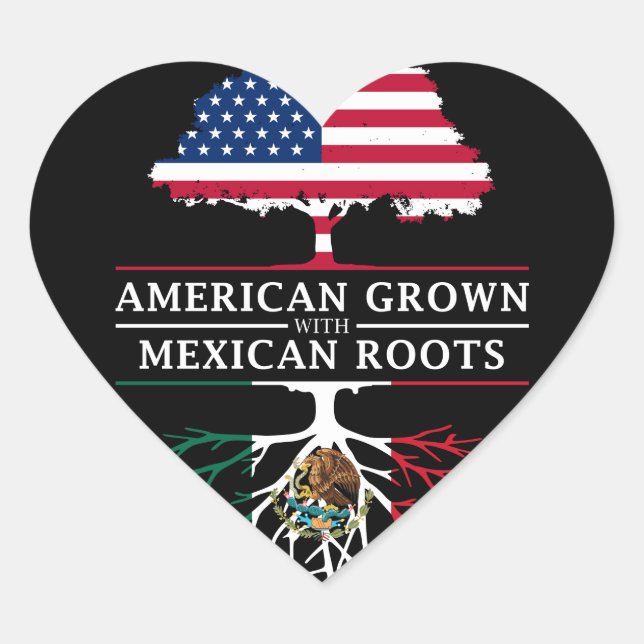 Sticker Cœur American Grosse avec des racines mexicaines Mexico (Devant)