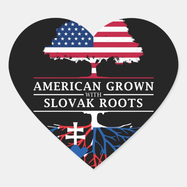 Sticker Cœur American Grosse avec des racines slovaques Slovaqu (Devant)