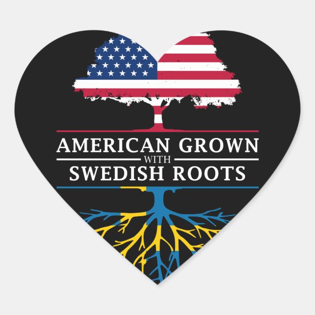 Sticker Cœur American Grosse avec des racines suédoises Suède D (Devant)