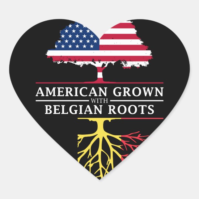 Sticker Cœur American Grosse avec les racines belges Belgique D (Devant)