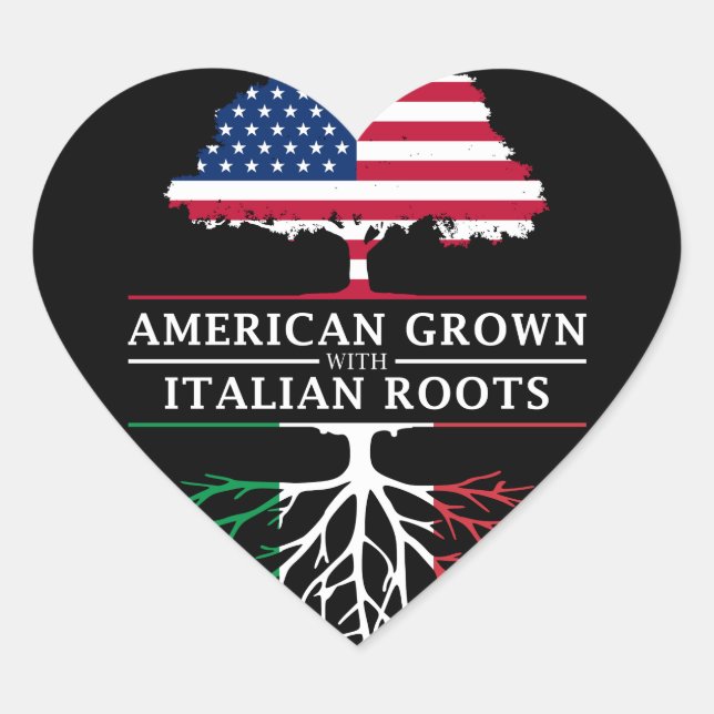 Sticker Cœur American Grosse avec racines italiennes Italie Des (Devant)