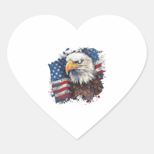 Sticker Cœur American Patriot USA Symboles Drapeau Eagle Freedo