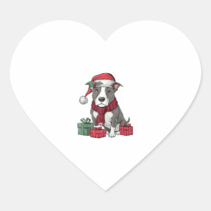 Sticker Cœur American Pit Bull Terrier Chien vêtements de Noël 