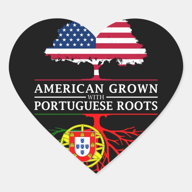Sticker Cœur Amérique grandit avec des racines portugaises Port (Devant)