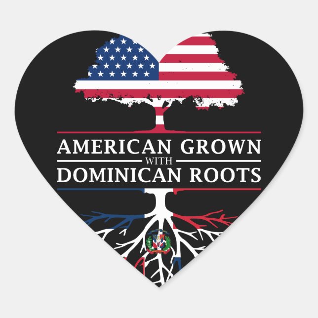 Sticker Cœur Amérique grandit avec les racines dominicaines dom (Devant)