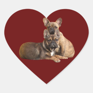 Sticker Cœur Amis Bouledogues Français French Bulldog