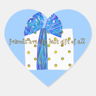 Sticker Cœur Amis Meilleur cadeau bleu et or