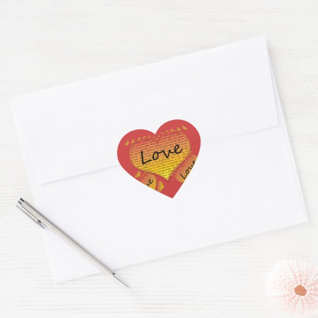 Sticker Cœur Amour 1 Corinthiens 13 Coeurs (Enveloppe)