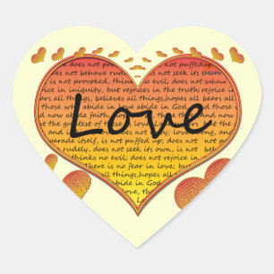 Sticker Cœur Amour 1 Corinthiens 13 Coeurs