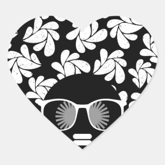 Sticker Cœur Amour Afro Noir & Blanc