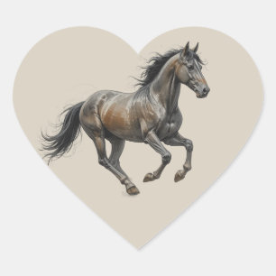 Sticker Cœur Amour Beau Pur-Sang Cheval Animal Art