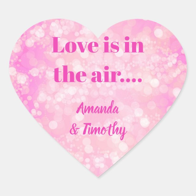 Sticker Cœur Amour Bokeh rose dans l'air couple (Devant)