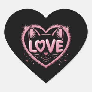 Sticker Cœur Amour de chat étincelant