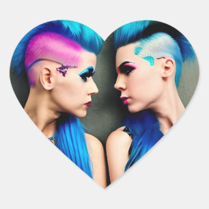 Sticker Cœur Amour de fille   LGBTQ+ Couple AI Art