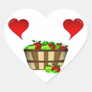 Sticker Cœur Amour du panier de pomme