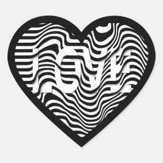 Sticker Cœur AMOUR noir blanc rayé illusion optique