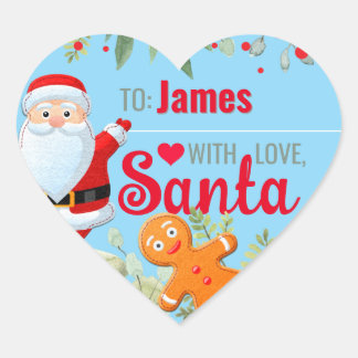 Sticker Cœur "Amour, Père Noël" Pain d'épices Personnalisé Chri