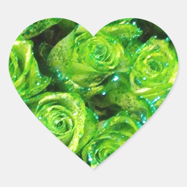 Sticker Cœur Amour romantique Vert Valentine Parties scintillan (Devant)
