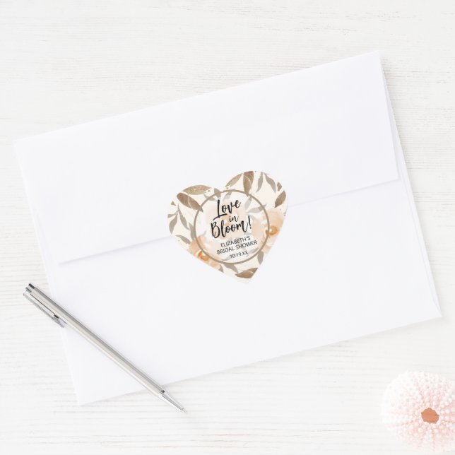 Sticker Cœur Amour Rustique en Fleur Réception de Mariage Flora (Enveloppe)