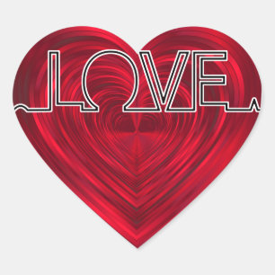Sticker Cœur Amour, rythme cardiaque rouge, vecteur onde EKG v2