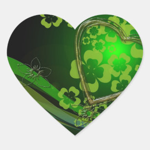 Sticker Cœur Amour shamrock vert