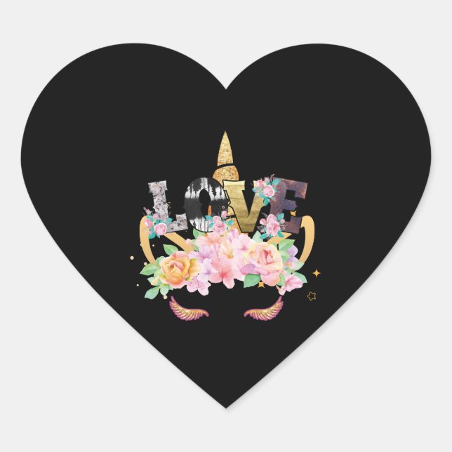 STICKER CŒUR AMOUR UNICORN (Devant)