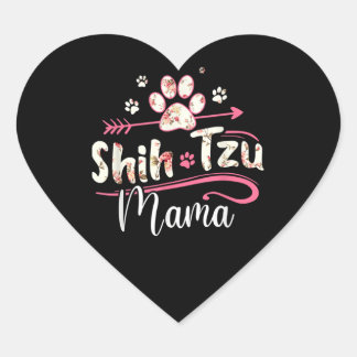 Sticker Cœur Amoureux des chiens Shih Tzu Mama