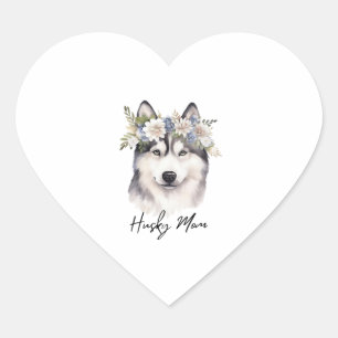 Sticker Cœur Amoureux des chiens sibérien Husky