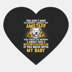 Sticker Cœur Amstaff Chien Maman American Staffordshire Terrier