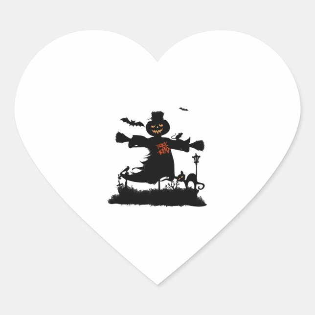 Sticker Cœur Amusant design d'halloween avec épouvantail (Devant)