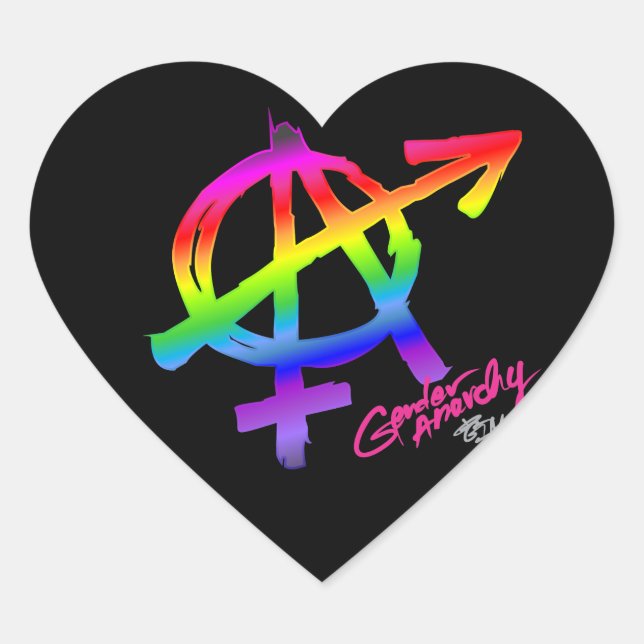 Sticker Cœur Anarchie de genre Rainbow design - coeur (Devant)