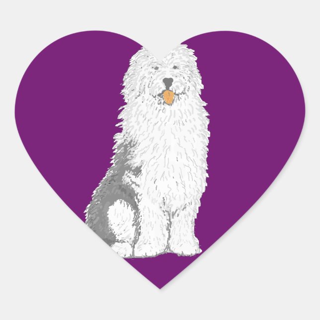 Sticker Cœur Ancien bâton de chien anglais diverses formes (Devant)