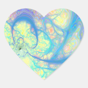 Sticker Cœur Ange bleu - azur cosmique et citron