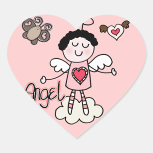 Sticker Cœur Ange de bande dessinée
