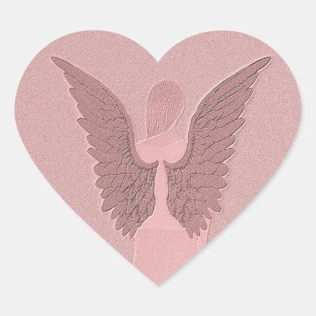 Sticker Cœur Ange Gardien rose (Devant)